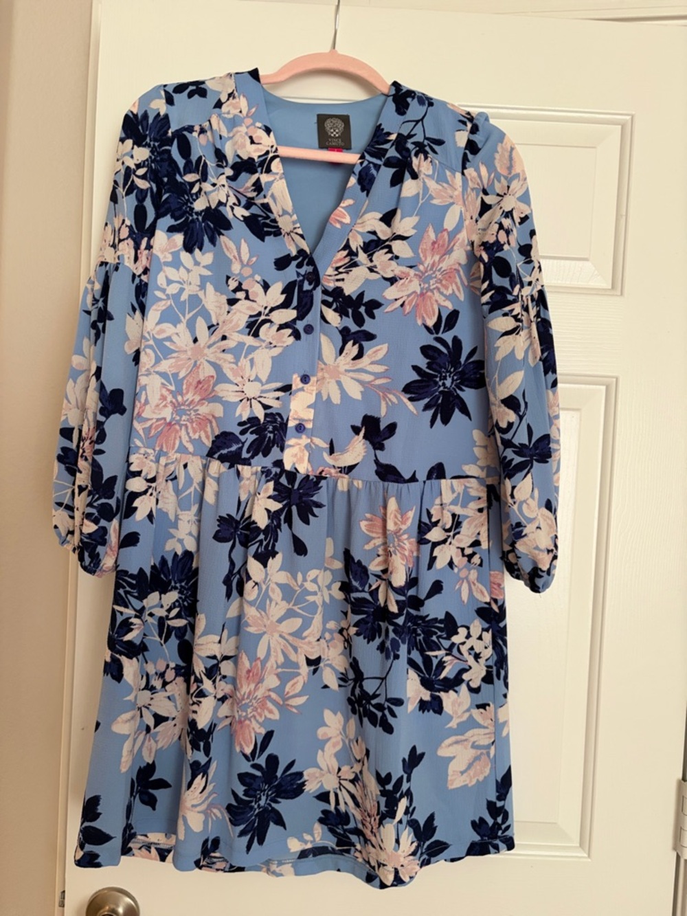 Vince Camuto Light Blue Floral Babydoll Dress